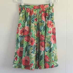 Vintage Midi floral tropical skirt size 6